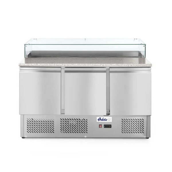 Arktic Pizza hladilni pult s tremi vrati, 380 L, GN 1/1, granitna delovna površina, 230V/310W
